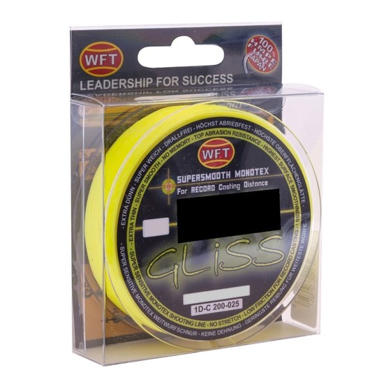 150m Spool of 4kg WFT Gliss Monotex Hybrid Fishing Line-Yellow Hybrid Line