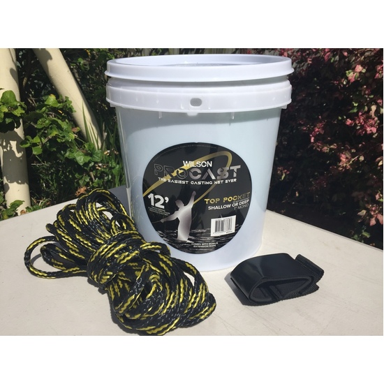 12ft Wilson Pro Cast Top Pocket Cast Net-Standard Mono Cast Net with 1 Inch Mesh