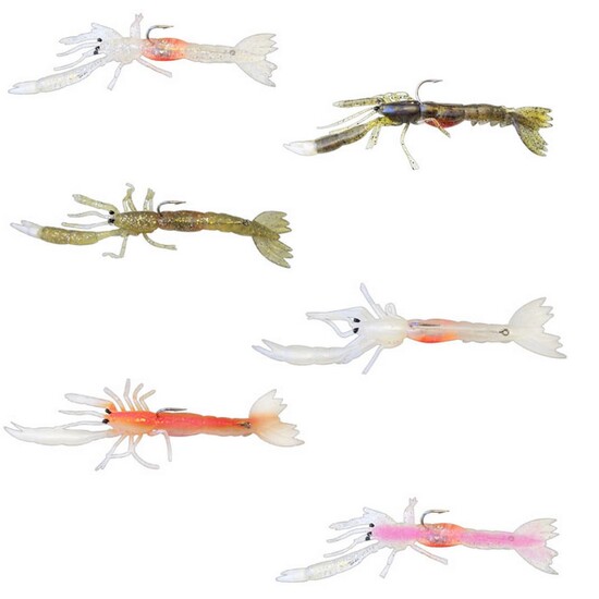 6 Pack of 5.5cm Storm Wild Eye Twitching Nipper Rigged Soft Plastic Fishing Lure