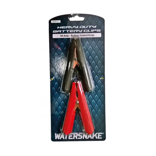 2 Pack of Watersnake 50 Amp Heavy Duty Battery Clips with Rubber Coated Grips
