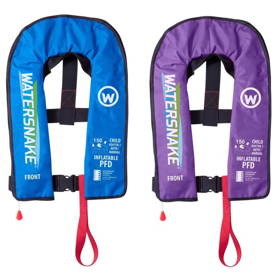 Watersnake Deluxe Automatic/Manual Inflatable PFD - Level 150 Child Life Jacket