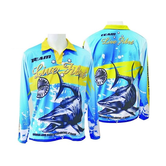 Team Wilson Live Fibre Fishing Shirt Long Sleeved UPF25+ Comfy,Light with Collar