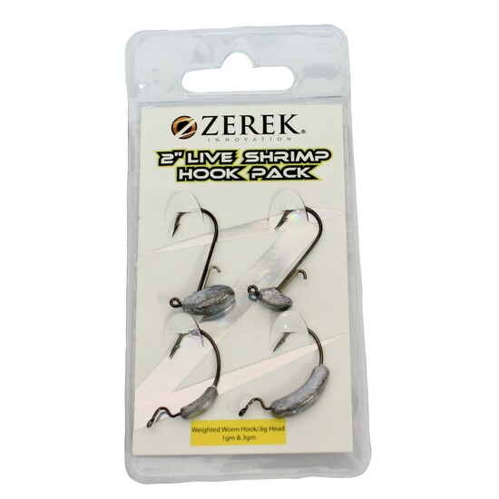 Zerek Jig Head and Weighted Worm Hook Pack for 2 Inch Live Shrimps -1gm and 3gms