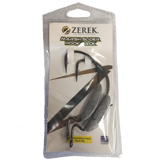 Size 12/0 Zerek Marsh Slider Weighted Worm Hook Pack-35g & 45g Weedless Jigheads