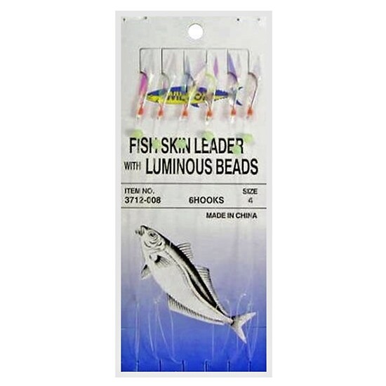 WILSON BAIT JIG - FISH SKIN FISHING RIG 6 HOOKS SIZE 4
