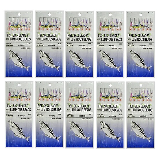 WILSON BAIT JIG FISHING RIG 6 HOOKS SIZE 4 - BULK 10pc