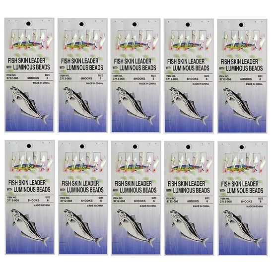 WILSON BAIT JIG FISHING RIG 6 HOOKS SIZE 6 - BULK 10pc