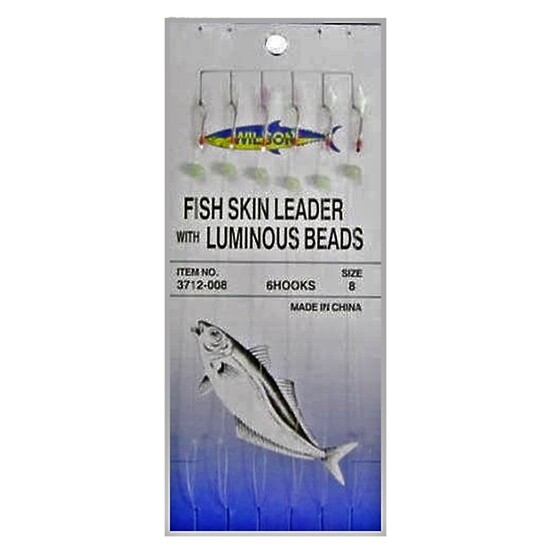 WILSON BAIT JIG - FISH SKIN FISHING RIG 6 HOOKS SIZE 8