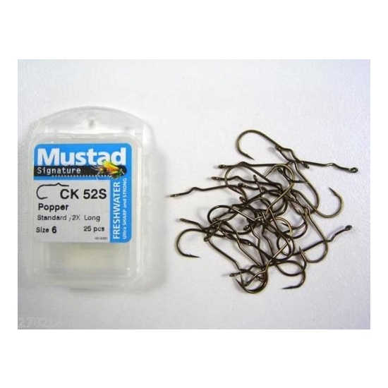Mustad Signature Freshwater Popper Fly Hooks Sz 6 25pce