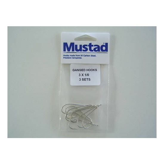 Mustad Pre-Rigged Gang Hooks 1/0 3 Hooks 3 Sets Kirby