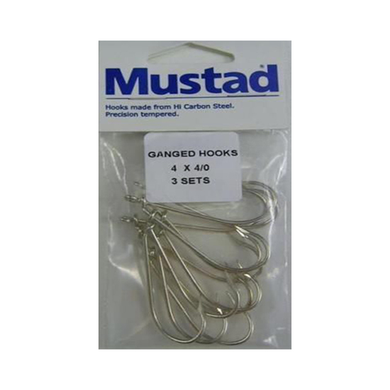 3 Sets Mustad Pre-Rigged Ganged Hooks 4/0 X 4 Hooks