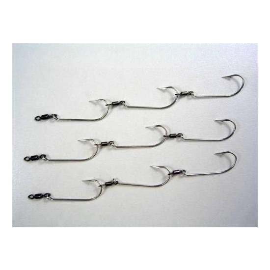 Mustad Pre-Rigged Deluxe Swivel Gang Hooks 3/0 X 3 Sets