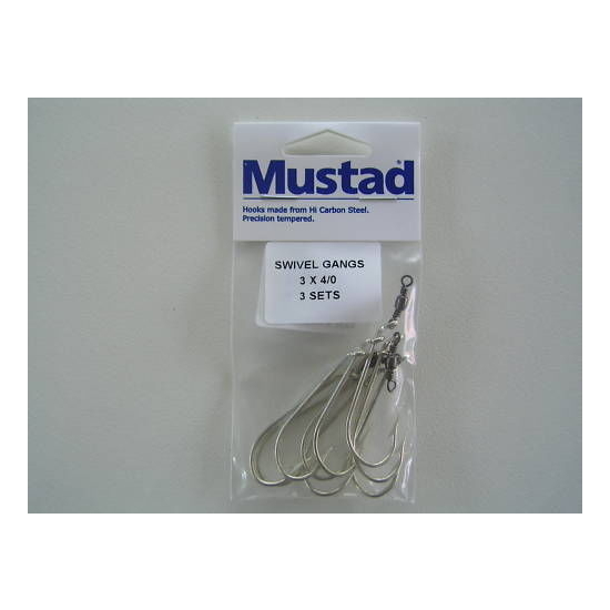 Mustad Pre-Rigged Swivel Gang Hooks 4/0 3 Hooks 3 Sets