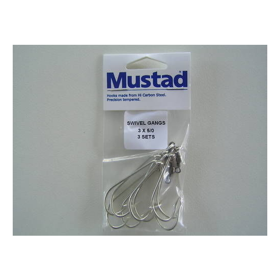 Mustad Pre-Rigged Swivel Gang Hooks 5/0 3 Hooks 3 Sets