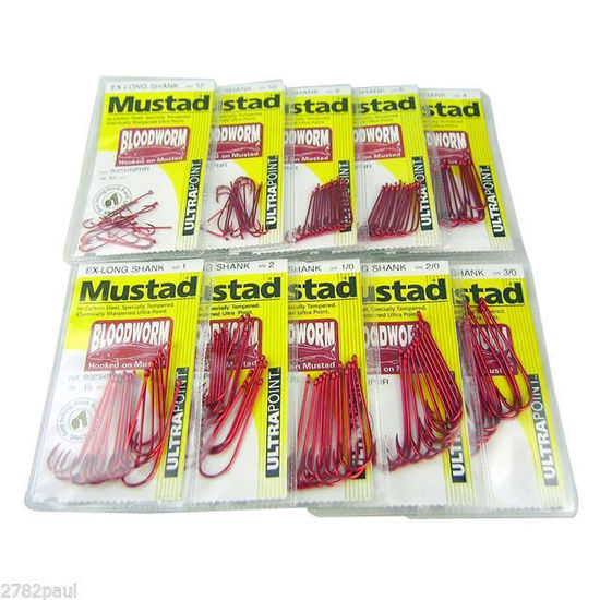 Mustad Bloodworm Complete Range Bulk 10pc Pack Sizes-12,10,8,6,4,2,1,1/0,2/0,3/0