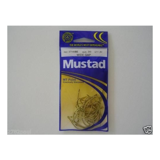 SIZE 2/0 MUSTAD 37140BE M.T POINT WIDE GAP HOOKS CHEM SHARP QTY 23 FISHING HOOKS