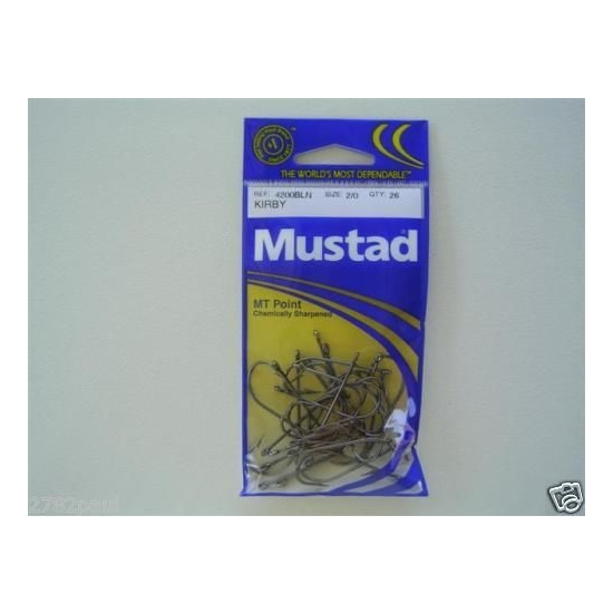 Size 2/0 Mustad 4200bln M.T Point Kirby Chemically Sharpened Qty 26 Fishing Hooks