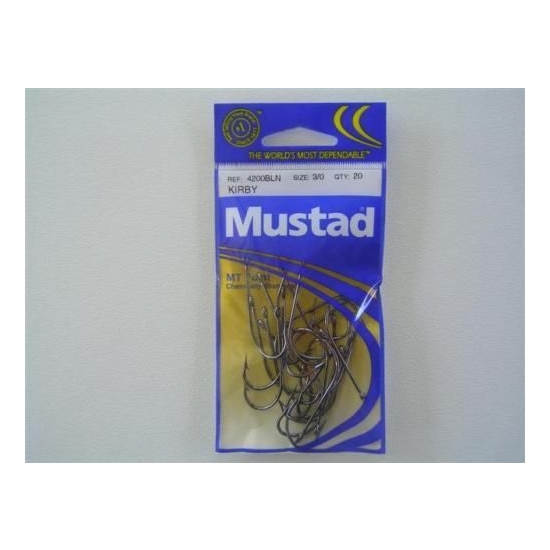 Size 3/0 Mustad 4200bln M.T Point Kirby Chemically Sharpened Qty 20 Fishing Hooks