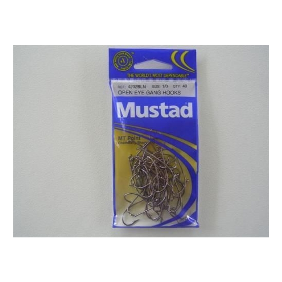 Size 1/0 Mustad 4202bln M.T Point Gang Hooks Chem Sharp Qty 40 Fishing Hooks
