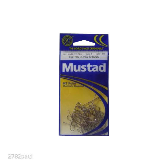 Size 8 Mustad 4540bln M.T Point Extra Long Shank Hooks Qty 50 Fishing Hooks