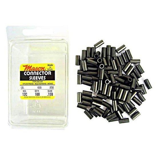 100 x Size 12 Mason Crimps - Crimping Connector Sleeves for Fishing Wire/Line