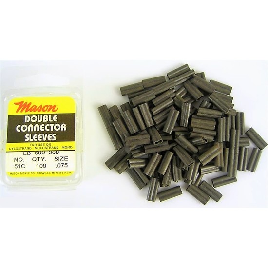 100 x Size 51 Mason Crimps - Double Connector Sleeves for Fishing Wire/Line