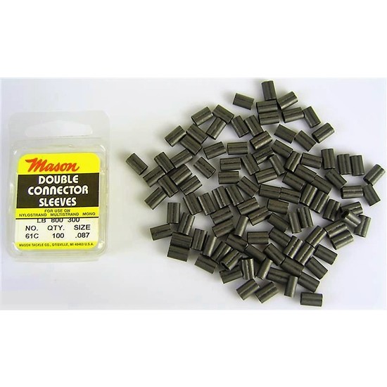 100 x Size 61 Mason Crimps - Double Connector Sleeves for Fishing Wire/Line