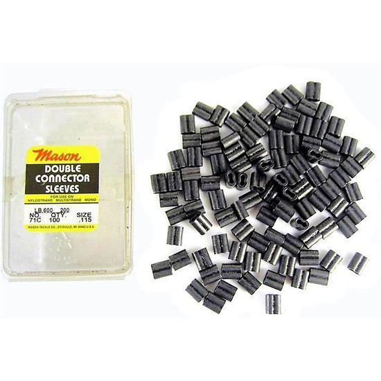100 x Size 71 Mason Crimps - Double Connector Sleeves for Fishing Wire/Line