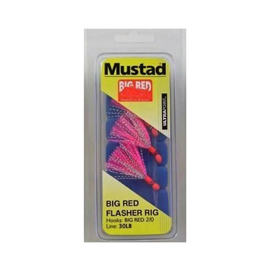 MUSTAD BIG RED FLASHER 3 HOOK FISHING RIG SIZE 2/0 NEW