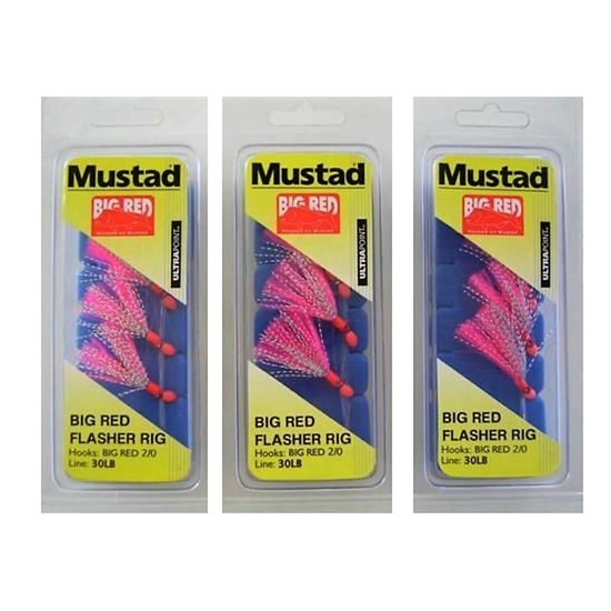 MUSTAD BIG RED FLASHER 3 HOOK RIG BULK PACK SIZE 2/0