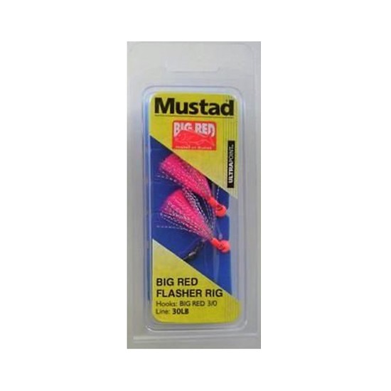 MUSTAD BIG RED FLASHER 3 HOOK FISHING RIG SIZE 3/0 NEW