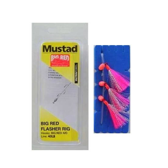 MUSTAD BIG RED FLASHER 3 HOOK FISHING RIG SIZE 4/0 NEW