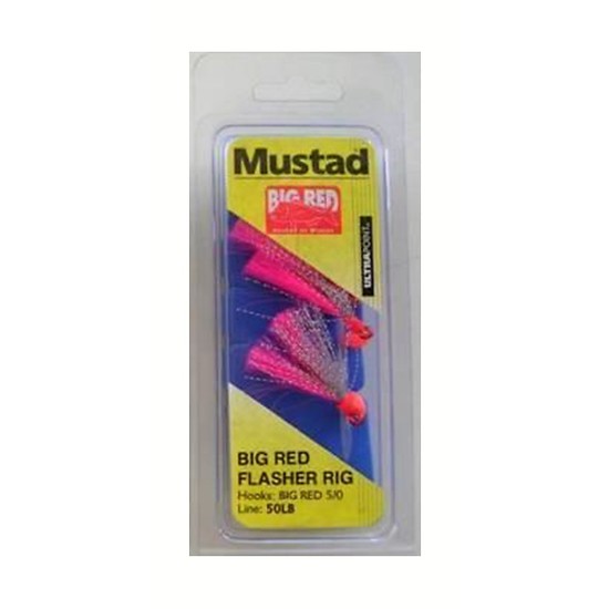 MUSTAD BIG RED FLASHER 3 HOOK FISHING RIG SIZE 5/0 NEW