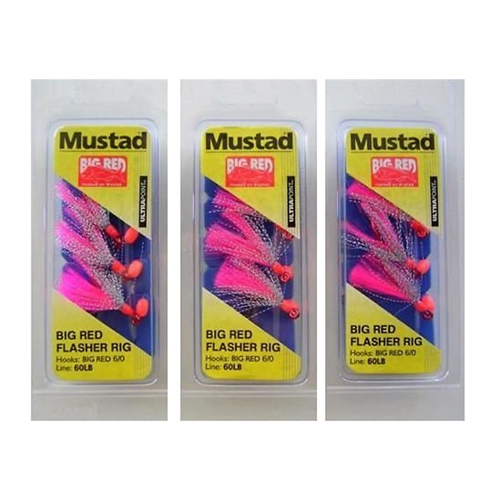 MUSTAD BIG RED FLASHER 3 HOOK RIG BULK PACK SIZE 6/0