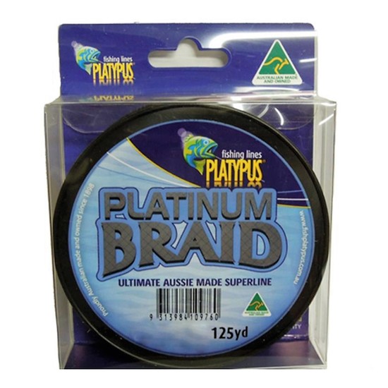 125 Yds Platypus Platinum Australian Made Braid - Grey Braided Fishing Line