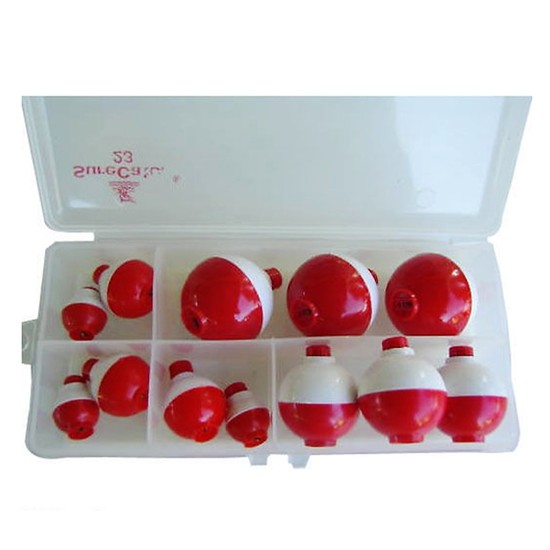 Fishing Floats Red & White 4 Sizes X 3 Pce +Tackle Box
