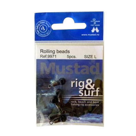 5 X Mustad Lge Rig & Surf Rolling Beads/Swivels