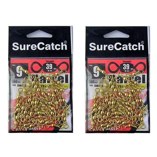 BULK FISHING SWIVELS - BRASS BARREL SIZE 9 - BULK PACK 100 Pce SURECATCH QUALITY