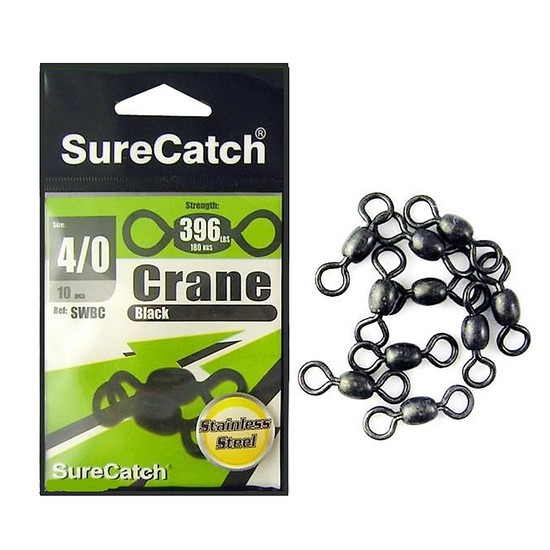 STAINLESS STEAL BLACK CRANE SWIVELS SIZE 4/0 - SURECATCH BRAND 10 PIECES