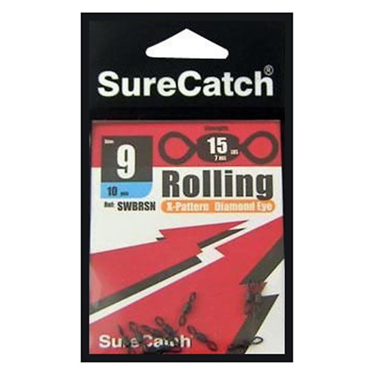 FISHING ROLLING SWIVELS - SIZE 9 - X PATTERN - DIAMOND EYE - BY SURECATCH