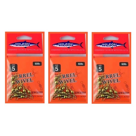 FISHING SWIVELS - BRASS BARREL SIZE 5 BULK PACK - WILSON BRAND 30 TOTAL PIECES
