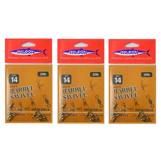 FISHING SWIVELS - BRASS BARREL SIZE 14 BULK PACK - WILSON BRAND 30 TOTAL PIECES