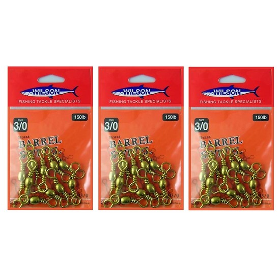 FISHING SWIVELS - BRASS BARREL SIZE 3/0 BULK PACK - WILSON BRAND 30 TOTAL PIECES