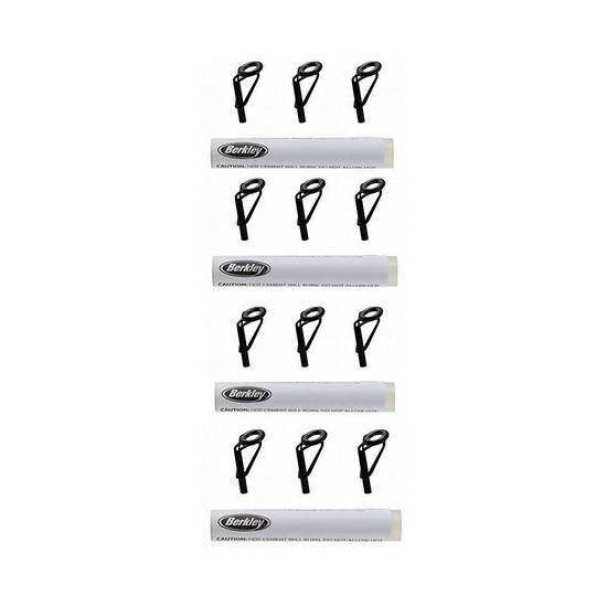 4 x Berkley Fishing Rod Tip Repair Kit-3 Black Replacement Tips+Quick-Dry Cement