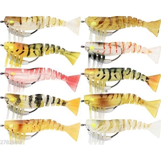10 Pack of 50mm Zerek Live Shrimp Soft Plastic Fishing Lures