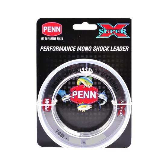 70m Spool of 40lb Penn Super X Mono Shock Leader - Clear Monofilament Fishing Leader