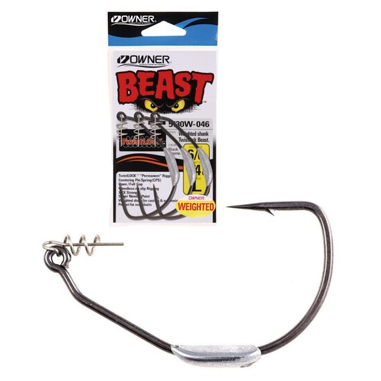 2 Pack of Size 12/0 Owner 5130W Beast 3/4oz Weighted Hooks with Twistlock Centering Pins