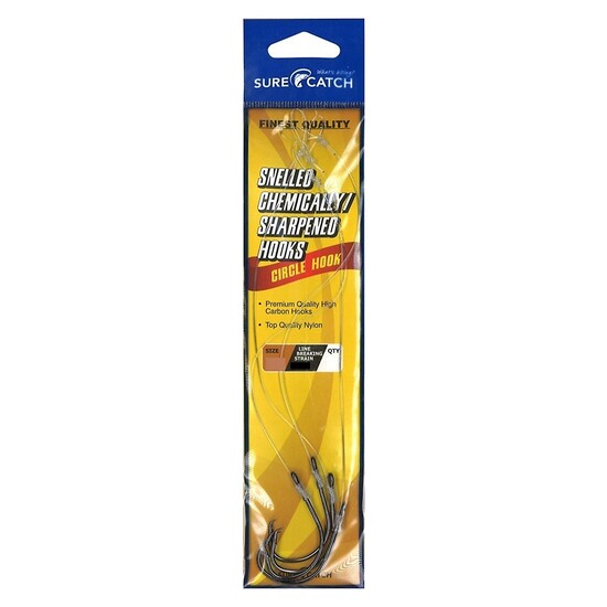 1 Packet of Surecatch Snelled Chemically Sharpened Circle Hook Rigs (Size:2)