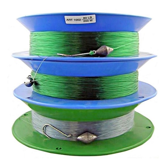 80lb PRE RIGGED 10 RING CASTER HAND LINE-200m BULK 3 PACK GREAT FOR  OFFSHORE