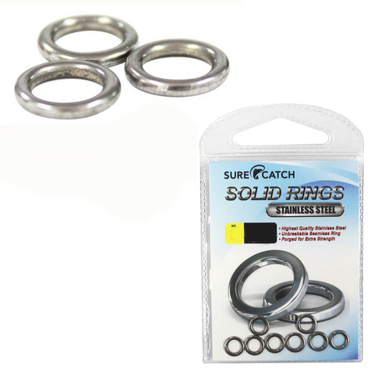 Surecatch S/S Solid Rings 300lb/136Kg 8 Per Pack For Fishing Lures